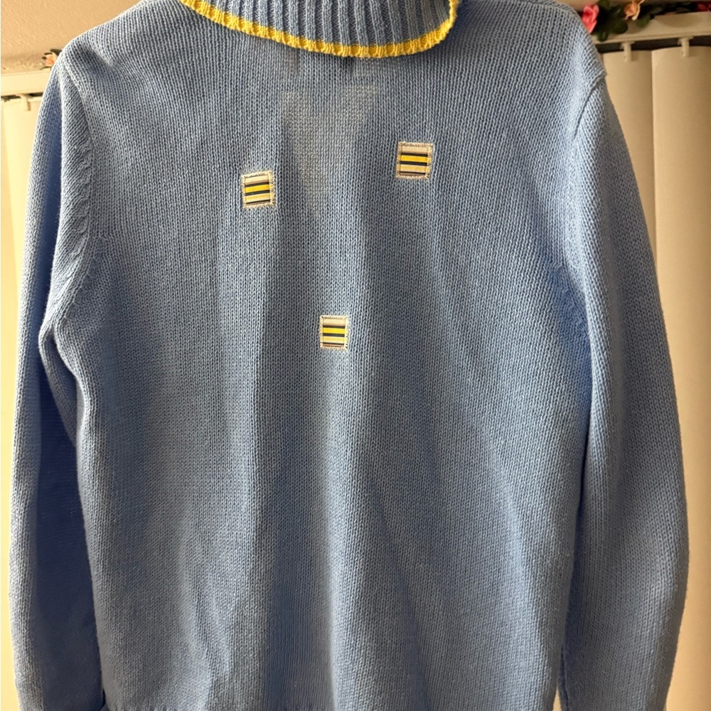 Vintage Breckenridge Zip Up Cardigan Blue Nautical Size Petite Medium - Picture 4 of 4